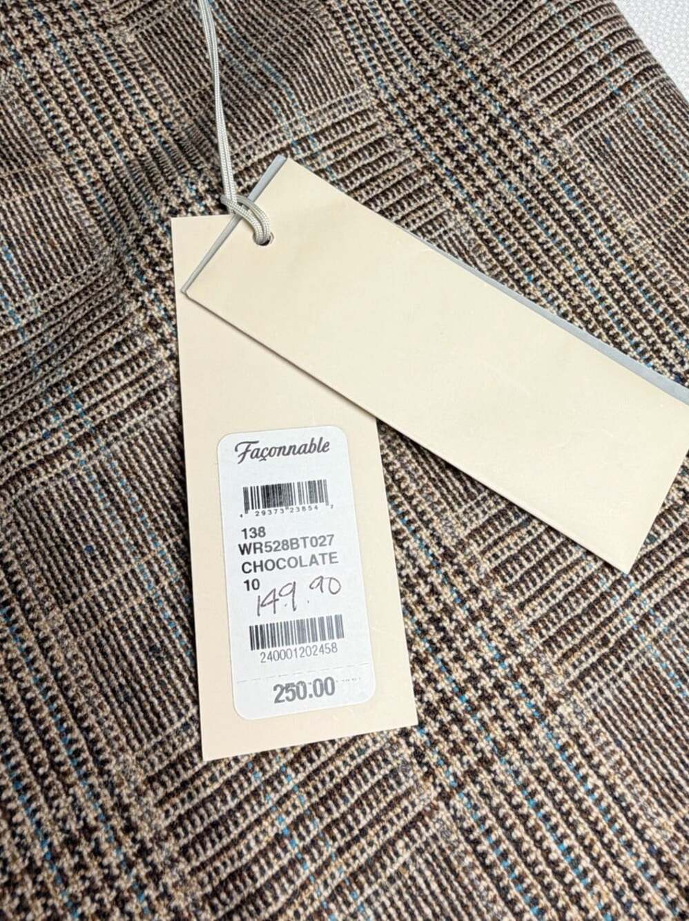 Faconnable Women’s 10 NWT Brown Plaid Wool Trousers Straight Leg - Picture 4 of 9
